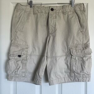 Abercrombie & Fitch Shorts Y2K Tan Khaki Heavyweight Cargo  Sz 36 10" Inseam
